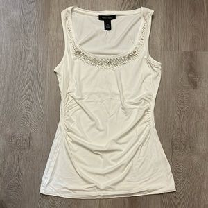 WHBM Bead Embellished White Tank